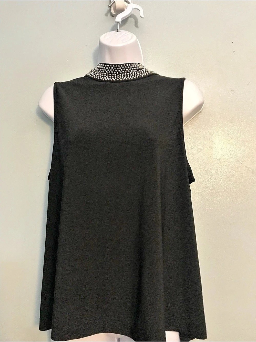 Nik and Nash Black Embellished Neckline Tunic Size XL Like New